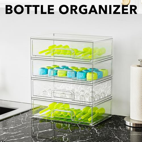 Bottle Storage Organizer Baby (13.7"H, 4 Pack, 4L / Clear)