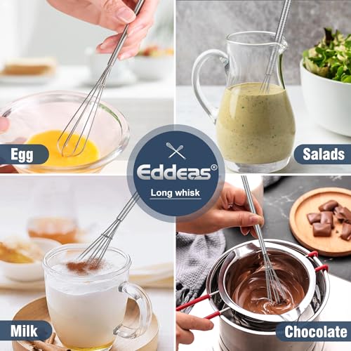 Long Mini Whisks Stainless Steel (10 inch / Silver 1Pcs)