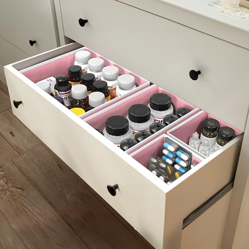 Foldable Drawer Organizer Stocking Bin (Set of 12 - 4L / 4M / 4S / Pink)