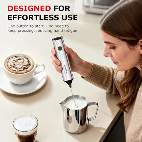 Rechargeable Milk Frother with Stand (Silver)