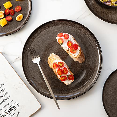 Ceramic Plate Set of 6 (8.5 Inch for 6 / Reactive-Chestnut)