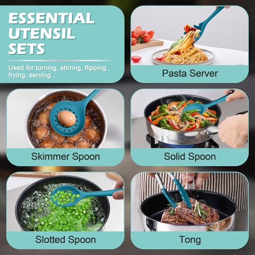 Silicone Cooking Utensils Set (Blue)
