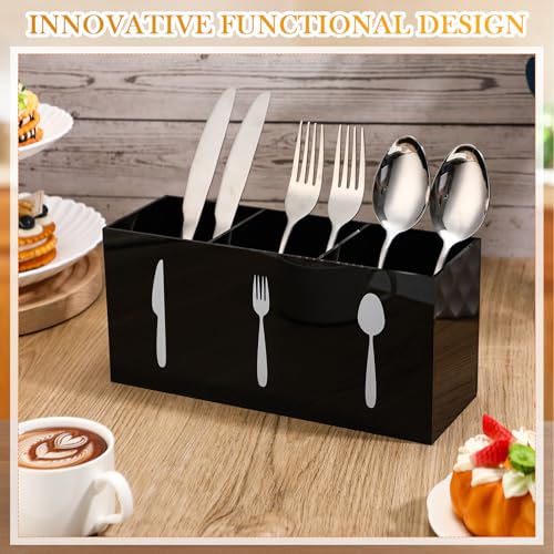 Acrylic Silverware utensil holder 3 Section (Black / L)