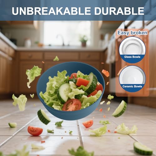 Wheat Straw Bowls for Kitchen 26 OZ (Blue / 26 oz)