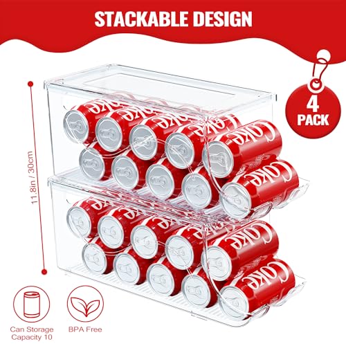 4 Pack Stackable Refrigerator Organizer (Transparent)