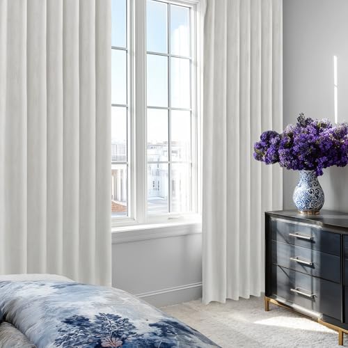 Deoconovo 100% Blackout Curtains for Living Room Nursery 84 Inch Long (Cream White/100% Blackout / 50"W x 84"L (Pack of 2))