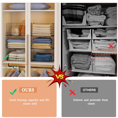 6 Tier Stackable Closet Organizers and Storage Shelves (6 Tier / Black)