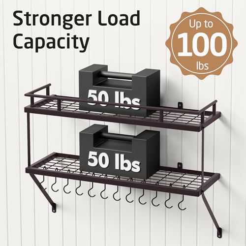 30 Inch Oiled Bronze Pot Rack Wall Mounted (Oiled Bronze)