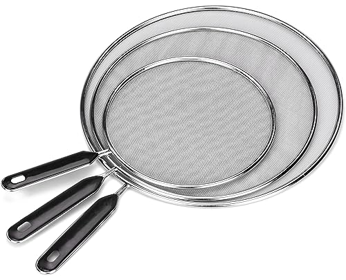 Splatter Screen for Frying Pan 13" 11.5" 9.8" Stainless Steel (Black)