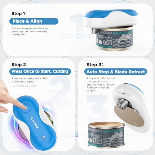 Automatic Smart Electric Can Opener with Auto Stop & USB (Blue)