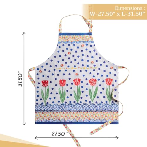 Aprons for women with Pocket 100% Cotton Pack of 1 (127 - Folky Floral)