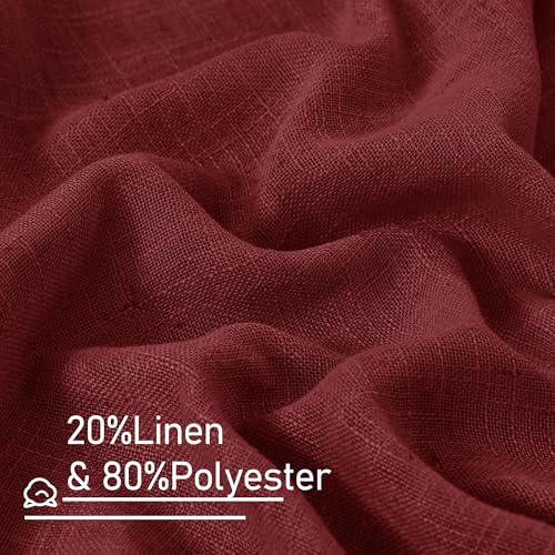 Burgundy Red Linen Curtains 48 Inch Length 2 Panels (34"W x 48"L (Pack of 2) / Burgundy Red)