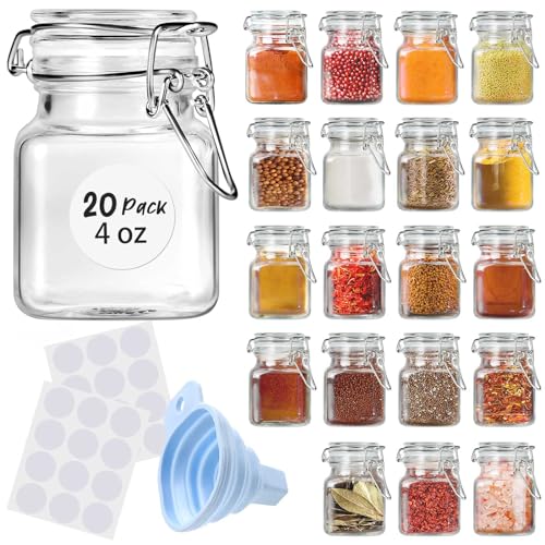 Spice Jars 20 Pack Small 4 oz Glass Jars Spice Jars Herb Jars (Small)