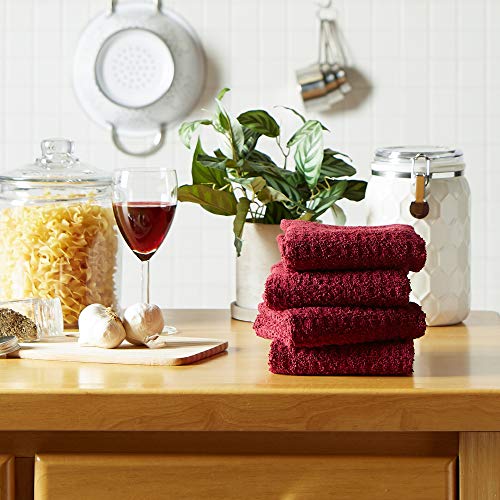Basic Terry Collection Waffle Dishtowel Set (Solid Wine / 15x26")