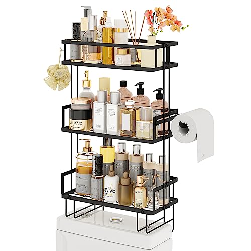 3 Tier Over Toilet Storage Shelf (Black / 3-Tier)