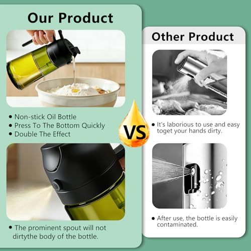 Olive Oil Sprayer & Dispenser Bottle for Cooking (Black)