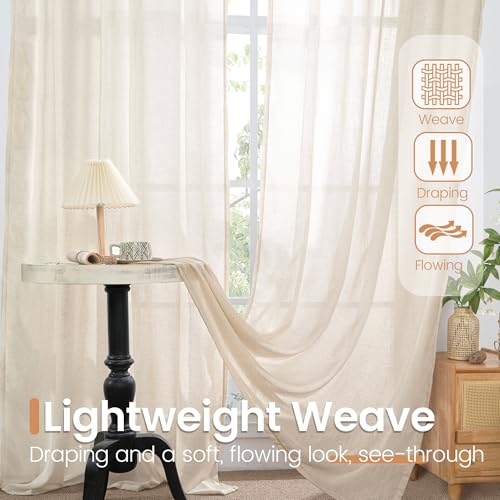 Linen Oatmeal Curtains 45 Inch Length for Short Window (Oatmeal / 42"W x 45"L (Pack of 2))