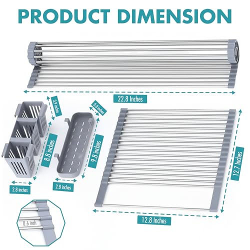 Expandable Roll Up Dish Drying Rack for Small Sinks (Dish Drying Rack)