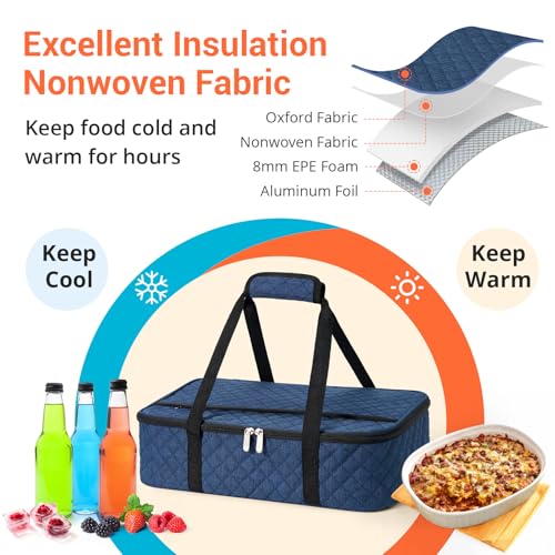 Insulated Casserole Carrier Fits 9"x13" Dish (Navy Blue)