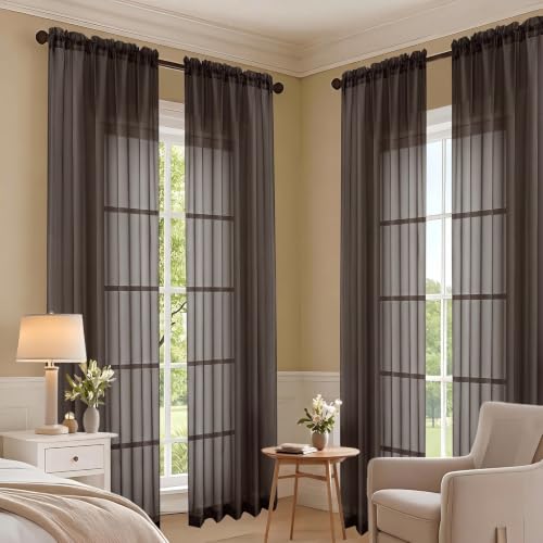 Chocolate Bedroom Curtains 2 Panel Sets 90 Inch Length (Chocolate / 59"W x 90"L (Pack of 2))