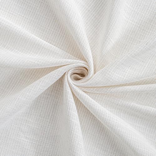 Semi Sheer Natural Linen Curtains 36 Inch Length (34"W x 36"L (Pack of 2) / Beige White)