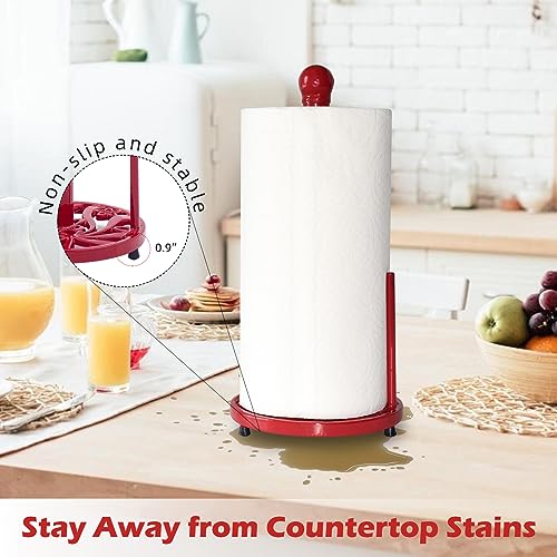 Red Cast Iron Paper Towel Holder for Kitchen Countertop (Red-daffodil)