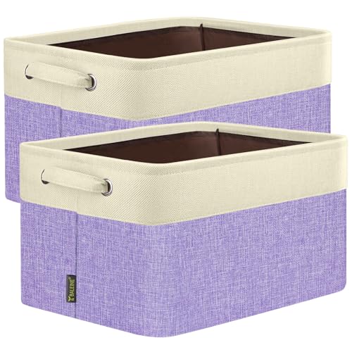 2 Pack Fabric Closet Storage Bins for Shelves (Lavender / 2PCS/X-Large-17x13x10.5)