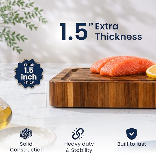 End Grain Acacia Wood Cutting Board 23x18x1.5 (Natural / 23"L x 18"W)