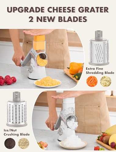 Cheese Grater Hand Crank (Grey White / 5 Blades)