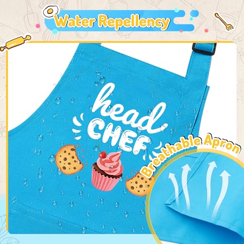 R HORSE Adult Kid Apron and Chef Hat Set (Blue)