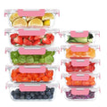10 Pack Glass Food Storage Containers with Lids (Pink / 10-Pack)