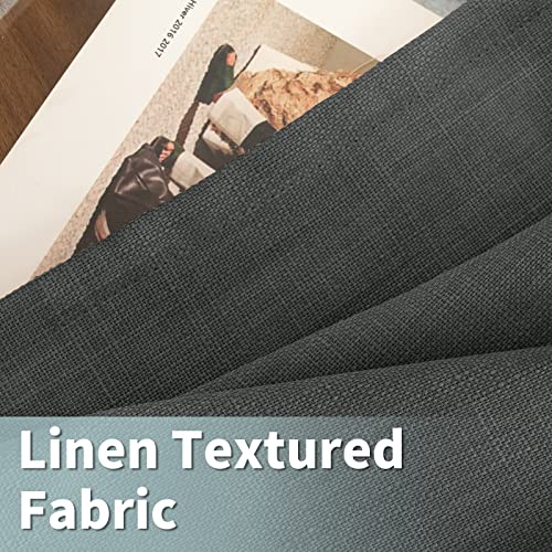 Light Filtering Linen Curtains 45 inch Length for Bedroom (52"W x 45"L (Pack of 2) / Silver Grommet-dark Grey)