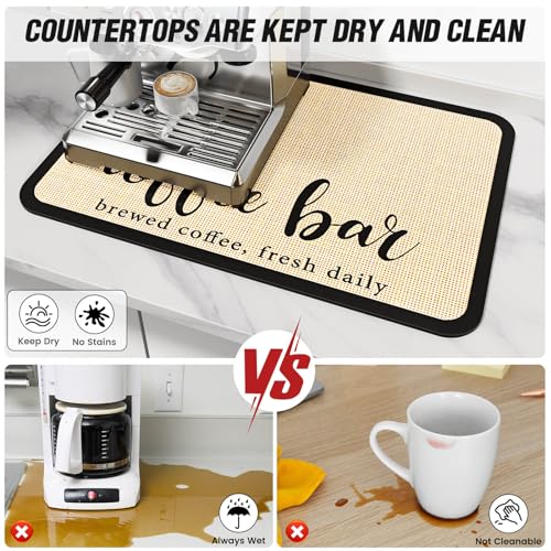 Coffee Mat Dish Drying Mat for Kitchen Counter (31.5" x 17" / Beige)