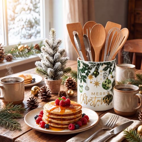 Christmas Ball Pattern Ceramic Utensil Holder (Christmas Balls)