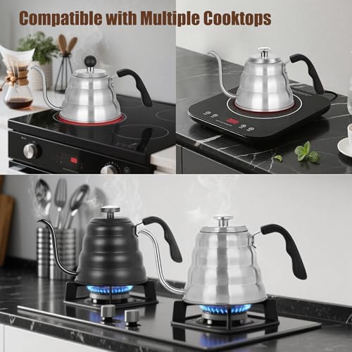 Tea Kettle For Stovetop (Black (with Thermometer) / 0.9 Quarts)