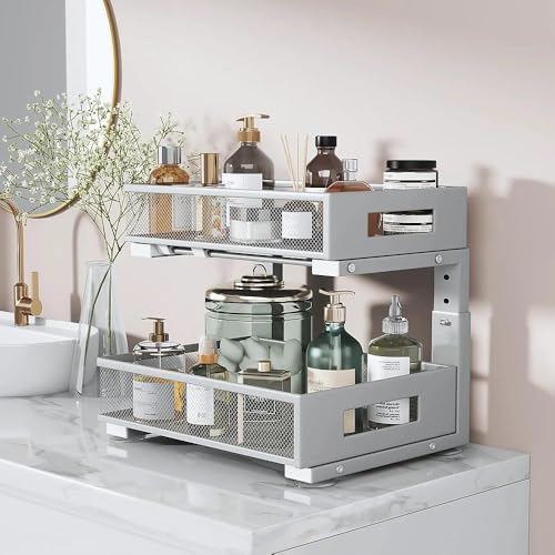 Under Sink Organizer (Gun Gray / 1 Pack-15.9"Dx11.6"-16.7" H)