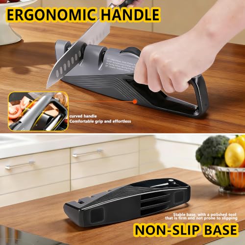 5 Adjustable Knife Sharpener for Straight & Serrated Knives (Gray)