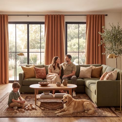 Burnt Orange Total Blackout Curtains 96 Inch Long for Office (Burnt Orange / 52"W x 96"L (Pack of 2))