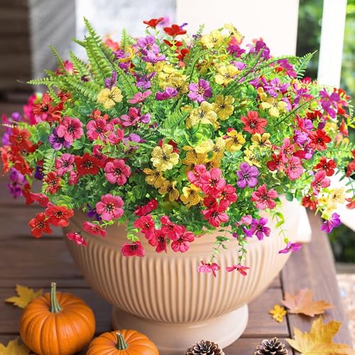 Artificial Faux Outdoor Flowers Plants for Summer Outside Decoration (Mixed Flower+grass)