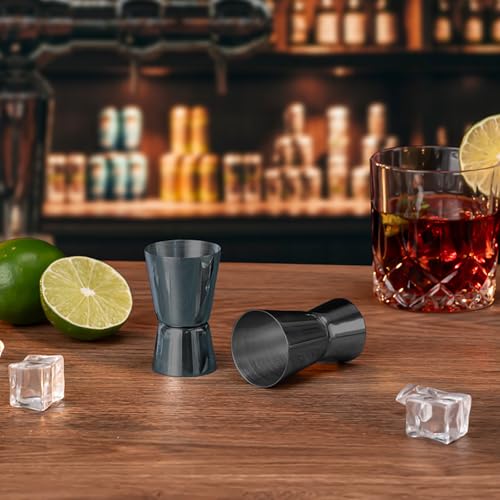 2Pcs Double Cocktail Jigger for Bartending (Flat Edge-0.5oz/1oz-2PC / Black)