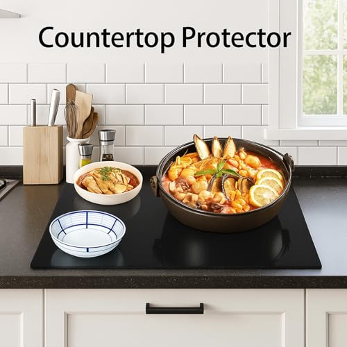 4 Pack Tempered Glass Cutting Board for Kitchen Counter (Black / Two Sizes)