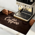 Dish Drying Mat Large Coffee Mat Absorbent Drying Mat for Kitchen Counter Coffee Bar Accessories 32"x 17" (Coffee and Bread)