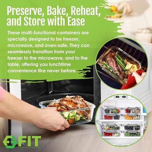Glass Meal Prep Containers 1 & 2 & 3 Compartments (Gray (1,2,3 compartment - 3 pack, 35 oz))