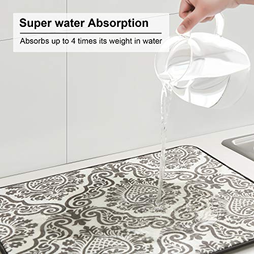 Dish Drying Mat for Kitchen Counter (Floral Vine 2P 19*15)