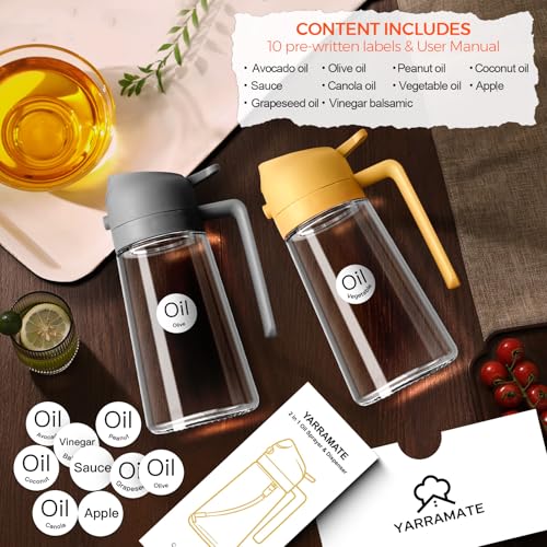16 oz 2-in-1 Glass Olive Oil Sprayer for Cooking, Grey (1Pc Grey)