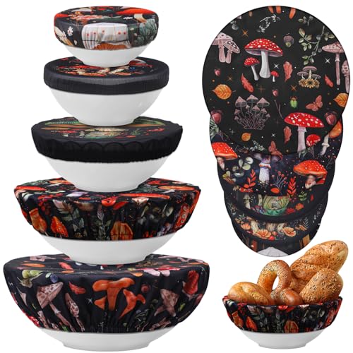 10 Pcs Reusable Bowl Covers in 5 Size (Deep Color / Mushroom Style)