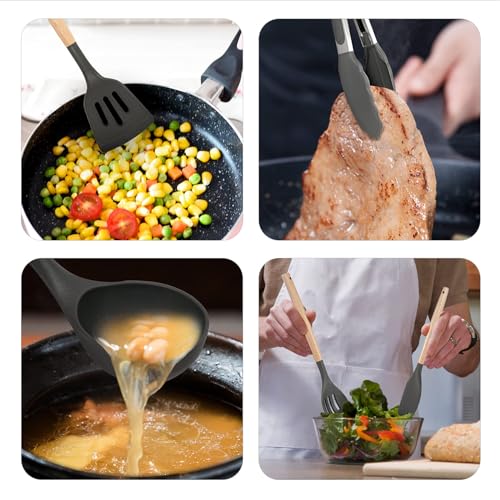 Non Stick Silicone Cooking Utensils Set (5 PCS Set Grey)