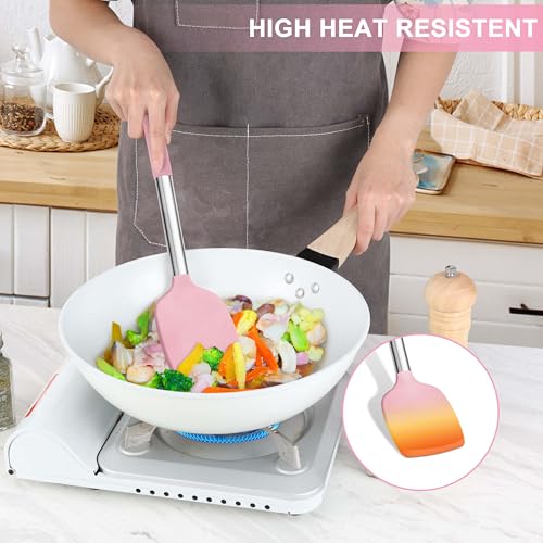 15 Piece Cooking Utensils Set with Stainless Steel Handle (Pink)