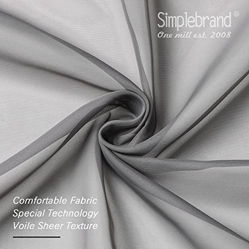Grey Sheer Curtains 63 Inch Length 2 Panels (Charcoal Grey / 42"W x 63"L (Pack of 2))
