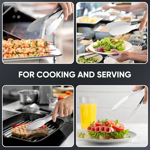 9 Inch Kitchen Tongs (White, 9 Inch)